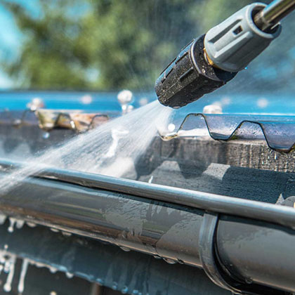 Professional power washing for building exteriors